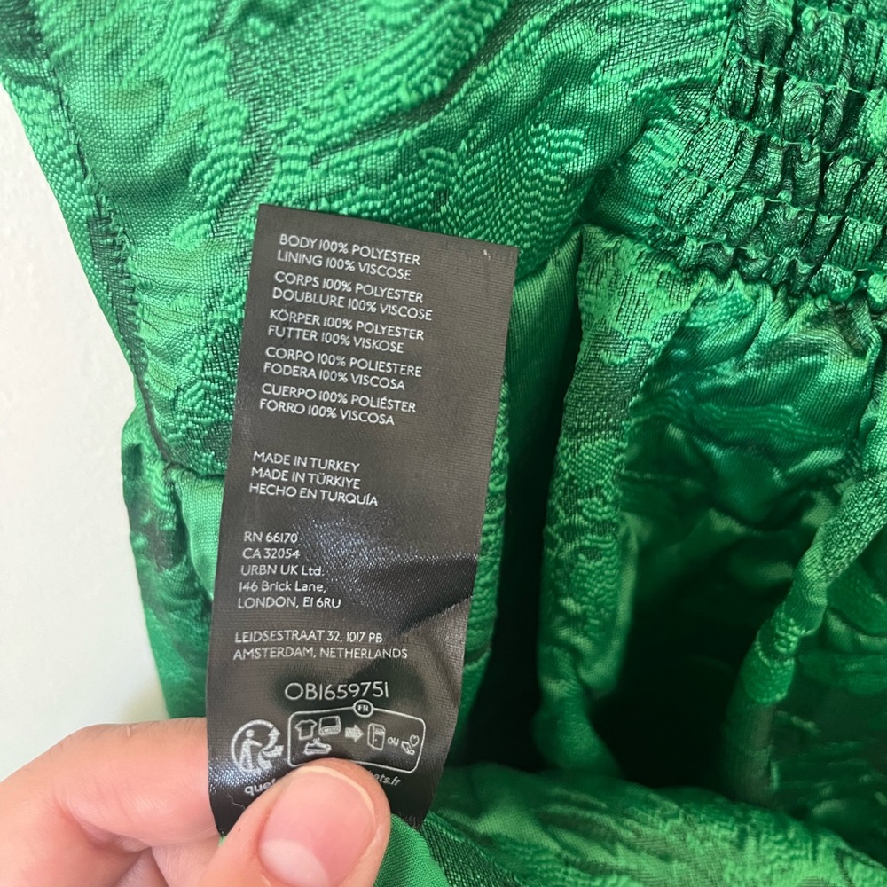 Anthropologie green jacquard hi-lo bubble dress - Picture 8 of 10